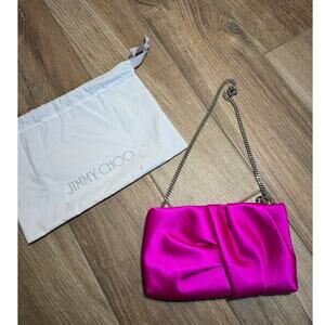 Jimmy Choo Womens Bonny Clutch Satin Clutch Bag pink